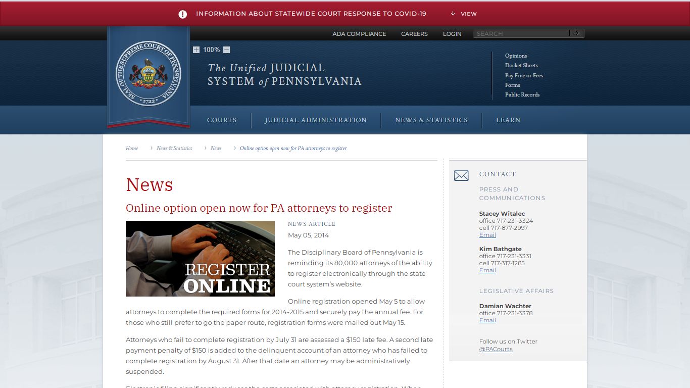 Online option open now for PA attorneys to register | News | News ...