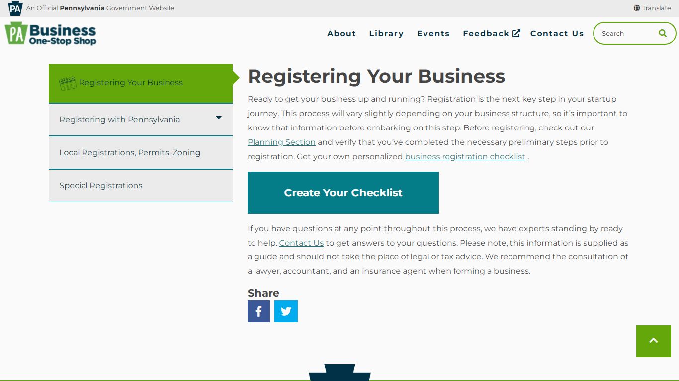 PA Business One-Stop Shop - Registering Your Business